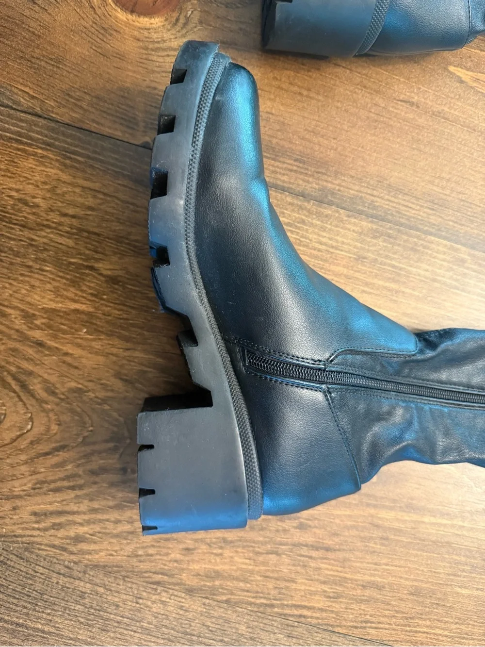 Steve Madden Black Women's Knee-High Lug Sole Riding Boots